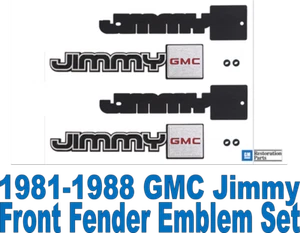 1981-1988 GMC Jimmy Truck Fender Emblems, Brand New, Pair, Chrome Plastic - Picture 1 of 8