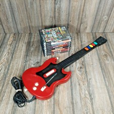 Ps2 Guitar Hero Guitar and Game Lot, Guitar Hero 1,2,3,5, Aerosmith, and Others
