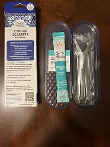 GuruNanda Stainless Steel Tongue Scraper-2 Pack with Case-Fresh Breath+Oral Care - Picture 1 of 1