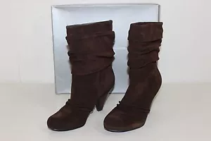 Jessica Simpson Womens Sz 8.5 Brown Suede Leather Mid Calf High Heels Boots NEW - Picture 1 of 11