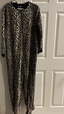 Nick & Nora Pijama Vellón Leopardo Cremallera Adulto Una Pieza Pies Animal Grande Foto 1 de 4