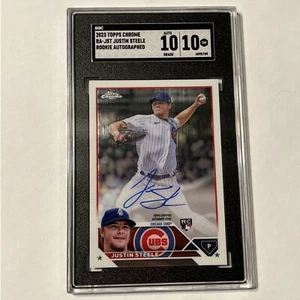 2023 Topps Chrome RA-JST Justin Steele Rookie Autographed Graded 10/10 - Picture 1 of 3