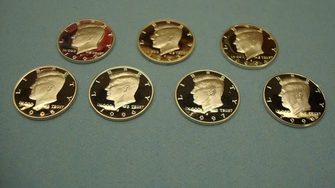 1992 S - 1998 S PROOF KENNEDY HALF DOLLARS 7 COINS FRESH FROM SETS 90 % SILVER Cover