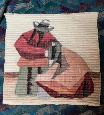 Tapiz de lana vintage 18,5x19 estilo suroeste colgante de pared Foto 1 de 4