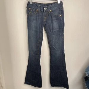 True Religion Twisted Flare Leg Jeans Damen Größe 26 Dark Wash Blau Denim Hose - Bild 1 von 12
