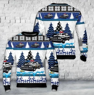 Police Christmas Ugly Sweater: Patrol Car Holiday Crewneck - Image 1 of 4