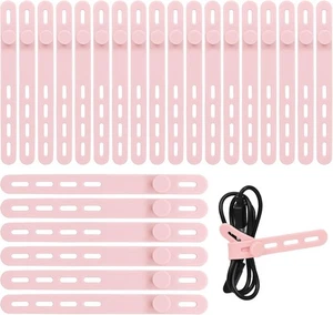 Donruby 24Pcs Silicone Cable Ties - Reusable & Washable with Locking Pink  - Picture 1 of 7