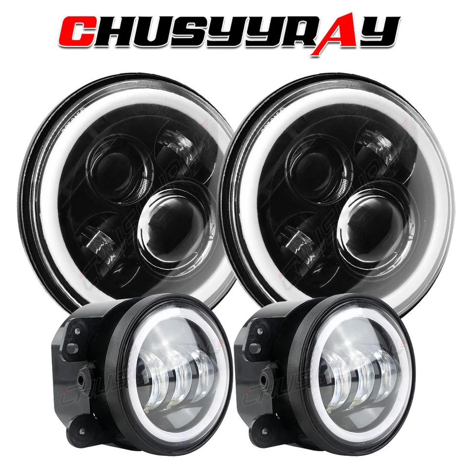 Kit combinado de faros LED y luces antiniebla de 4" para Hummer H3 H3T Jeep Wrangler JK Foto 1 de 4