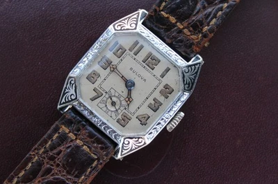 1927 宝路华 Lone Eagle 艺术装饰男士腕表机械珐琅角切 — 第 1/4 张图片