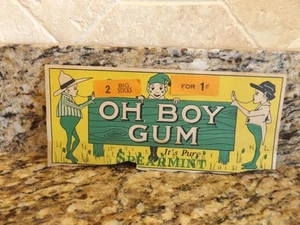 VINTAGE ORIGINAL 1920'S OH BOY SPEARMINT GUM ADVERTISING PANEL FROM DISPLAY BOX - Picture 1 of 9