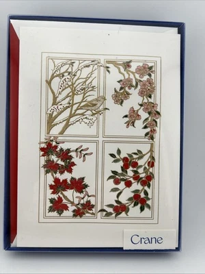 Crane & Co. Grabado a Mano Navidad Felicitación 10 Tarjetas y Sobres Lámina 4 Temporadas Foto 1 de 4