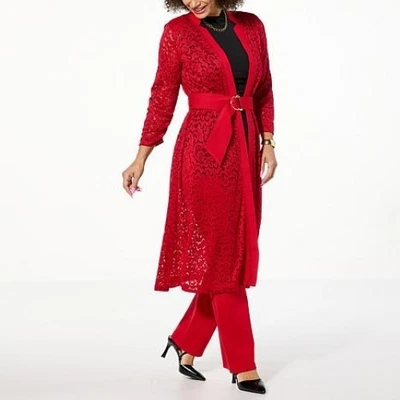 Christian Siriano Red Lace and Ponte Knit Topper Duster Size L Gift C Wonder New - Image 1 of 4