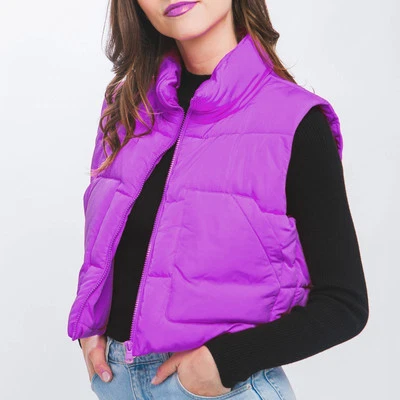 NEW Love Tree Magenta Purple Cropped Puffer Vest - Image 1 of 4