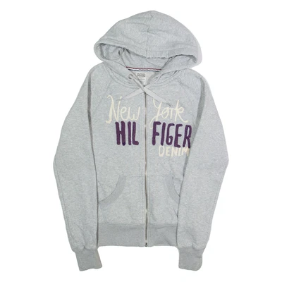 HILFIGER DENIM Womens Grey Hoodie Full Zip S — 第 1/4 张图片