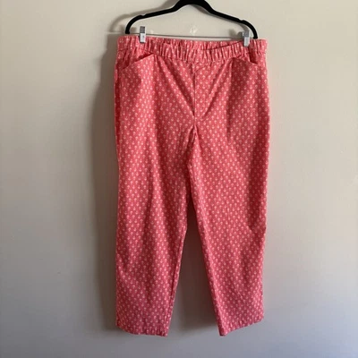 Pantalones Lands' End para mujer 18 ALTOS coral/blanco con flores cintura elástica Foto 1 de 4