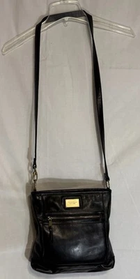 Vintage Tignanello Black Genuine Leather Crossbody Shoulder Bag w/Organizer - Image 1 of 4