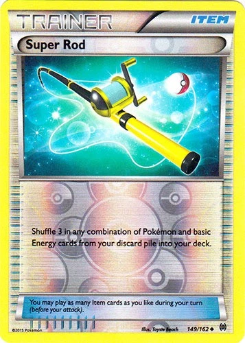 Moderately Played, English Pokemon Reverse Holo Super Rod - 149/162 - Uncommon - - Image 1 of 1