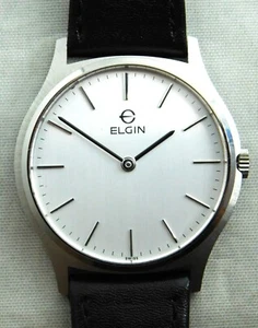 Reloj de vestir de dos manos Elgin SS 7 mm de grosor caja suizo cuerda manual reloj para hombre... 34 mm - Imagen 1 de 18