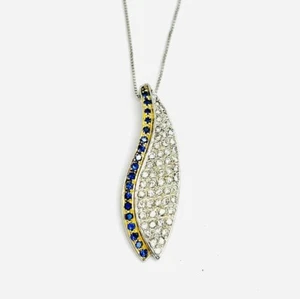 Collana Donna Argento con Pendente Zirconi Bianchi e Blu _ARC002 - Picture 1 of 2