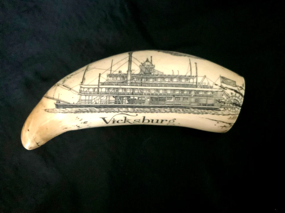 REPRODUCCIÓN CRIMSHAW RESINA DIENTE DE BALLENA VICKSBURG MISSISSIPPI GUERRA CIVIL Foto 1 de 2