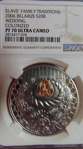 2006 Family Traditions Belarus Wedding .925 Silver 1 oz + 20 Rubles NGC PR PF 70 - Picture 1 of 10