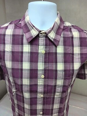 Christian Audigier большой фиолетовый белый клетку коротким рукавом Western рубашка на пуговицах - Изображение 1 из 4