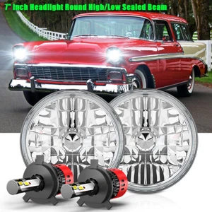 Fits For Chevrolet Bel Air 1953-1957 Pair 7Inch Round LED Headlights Hi/Lo Beam - Picture 1 of 17