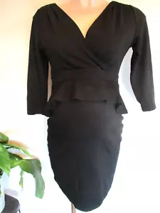 SERAPHINE MATERNITY & NURSING SMART BLACK FITTED PEPLUM WORK DRESS SIZE 10 - Picture 1 of 3