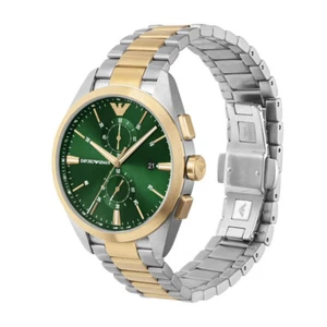 Emporio Armani Chrono Green Dial Dual Tone Stainless Steel Strap Watch AR11511 - Picture 1 of 11