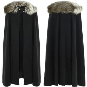 Herren Damen warmer langer Maxi Cape Umhang Mantel Wolle locker Vintage Umhang Mantel - Bild 1 von 10