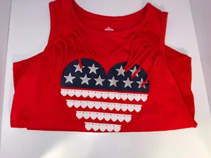 Patriotic novelty tank top, children’s 4-5 (XS) with glitter stars,3D hearts - Picture 1 of 4