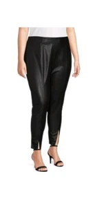 Calvin Klein Womens Black Faux leather Slit Cuffs Ankle Pants Plus 2X - Picture 1 of 3