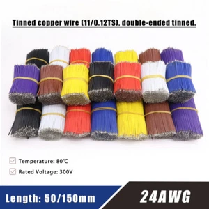 24AWG Breadboard Jumper Wire Connector Cable Double End Tinned 50/150mm Length - Picture 1 of 7