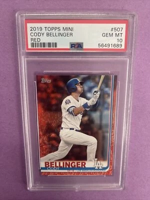 2019 Topps Mini Cody Bellinger #507 RED 1/5 PSA 10 GEM MT POP-1 - Image 1 of 4