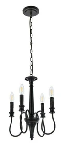 Black Chandelier Farmhouse Dining Room Kitchen Bedroom Candlestick Ceiling Light - Picture 1 of 8