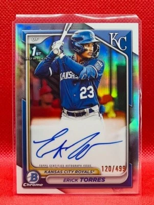 ERICK TORRES - RC 1st Chrome Ref Auto 120/499 - 24 Bowman #CPA-ET - K.C. Royals - Image 1 of 2