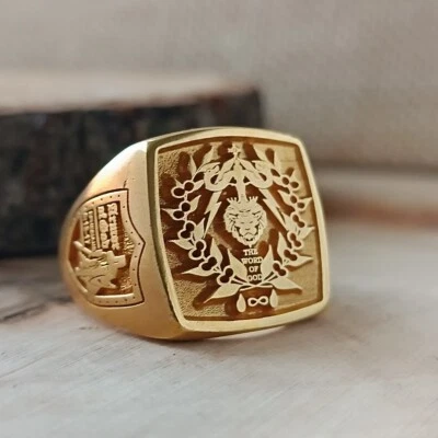 Gold Custom Signet Ring - Lion of Judah Design, Engraved Christian Jewelry - Image 1 of 4