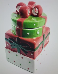 Gibson Home Christmas Estate Stoneware Cookie Jar Stack of Gifts New - Picture 1 of 6