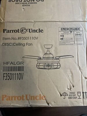 Parrot Uncle 34 in Retractable Ceiling Fan Light & Remote Black F3501110V (OB) - Image 1 of 4