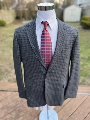¡RECIENTE! Blazer Southwick Check Gris Ciruela Super 120s 100% Lana Forrado Qtr 44R EE. UU. Foto 1 de 4