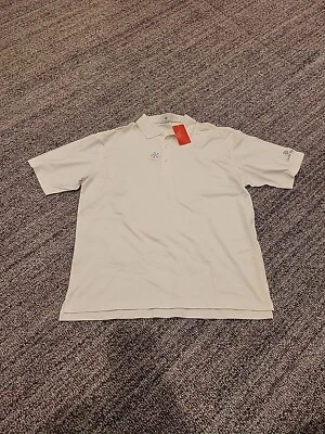 Camisa polo para hombre XL blanca plateada estrella esquí y logotipo deportivo Foto 1 de 4