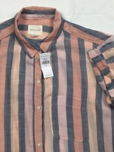Neu mit Etikett American Eagle kurzärmliges geknöpftes Damenhemd Small S gestreift NEU - Bild 1 von 9