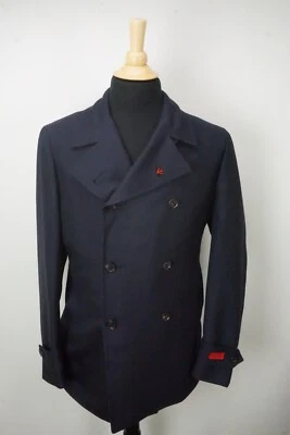 Isaia The Peacoat Blue Wool Cashmere Blend Overcoat Jacket Sz 38 US 48 EU NEW - Image 1 of 4