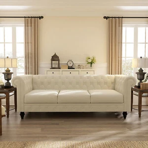 Elegant Chesterfield Sofa Comfortable 3-Seater Couches Decorative Furniture - Picture 1 of 10