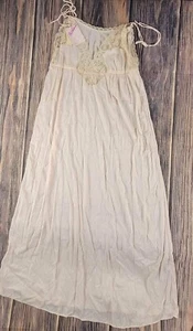 Vintage Eve Stillman Negligee langes Nachthemd Gr. P rosa Spitze sexy Schulter zum Binden - Bild 1 von 3