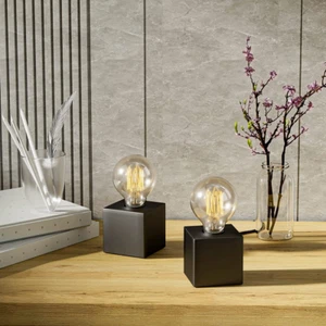 Mini Industrial Table Lamp Base Set of 2, Black Bedside Nightstand - Picture 1 of 7