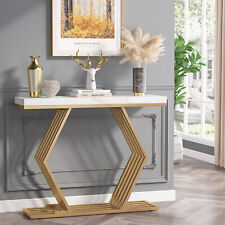 Tribesigns 42 inches Modern Gold Console Table with Geometric Metal Base