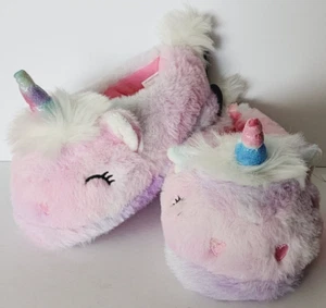 Wonder Nation Girl's Plush Unicorn Slippers Size 9-10 BRAND NEW - Picture 1 of 13