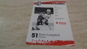 Foto emitida por el equipo Buffalo Sabres 1999-00 5 x 7" - Brian Campbell - EX-MT - Imagen 1 de 1