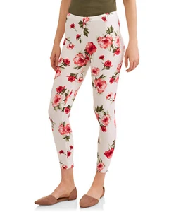Leggings para mujer French Laundry súper suaves marfil con flores talla L - Imagen 1 de 1